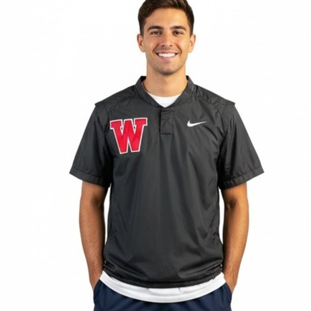 Nike WindShirt Black Wisconsin Badgers Athletic Fan‎ Gear Lightweight Drawstring